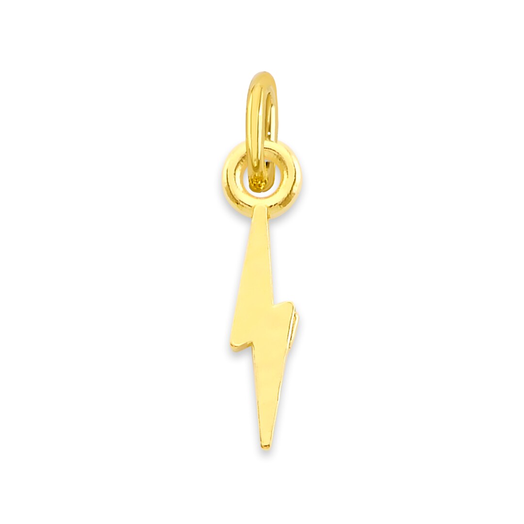 Solid 10k or 14k Gold Lightning Bolt Charm with Jump Ring for Bracelet or Necklace MakerPlace by Michaels